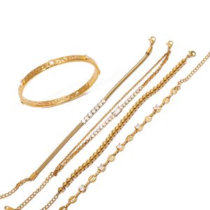 Stainless Steel Zircon <b>Bracelet</b> Women's Party Jewelry <b>Set</b> Elegant European American Style Ball Shape Bezel Setting - Product Image 5