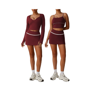 ชุดโยคะและวิ่งเอวสูงสำหรับผู้หญิง – กระโปรงทรงเข้ารูป แห้งเร็ว ระบายอากาศได้ดี สีนู้ด มีไซส์พลัสไซส์ - Product Image 4