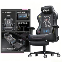 Siège de jeu inclinable pour streaming e-sport, idéal pour la pause déjeuner, cybercafé, café internet, avec coussin lombaire motif chat.