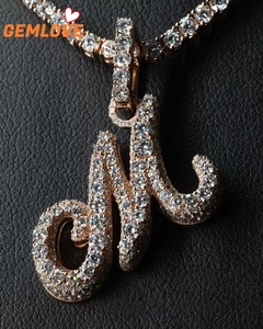 Collier initial en or massif 9K-18K de qualité supérieure, pendentif en diamant naturel et cultivé en laboratoire, ensemble de bijoux fins de luxe - Product Image 1