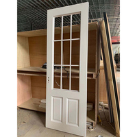 Porte double à battants en bois massif de style européen, porte française avec inserts en verre pour salon