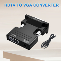Convertidor de HDTV a VGA con Audio, Adaptador de HDTV a VGA de 1080P con Conector de Audio de 3.5mm para Monitor/Proyector/PC/Decodificador