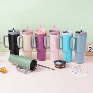 Vaso Térmico de 40oz con Asa y Popote, Aislamiento al Vacío de Doble Pared con Recubrimiento en Polvo, Taza de Viaje de Acero Inoxidable para Coche, Logotipo Personalizado - Product Image 3