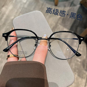 Monturas de Gafas Retro de Media Montura 50191, Titanio Puro, Ovaladas, Ligeras, Gafas Ópticas para Hombre, Hechas en Danyang - Product Image 2