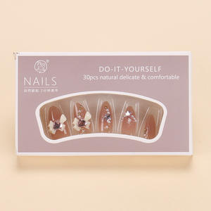 2023 TikTok Nails Flashing Heart Bow Art Acabado Pure Desire Hot Girl Puntas de uñas portátiles - Product Image 4