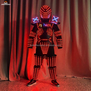 काले नेतृत्व वाली आरजीबी प्लास्टिक धातु प्रदर्शन सूट बार dj प्रबुद्ध नृत्य कार्यक्रम पोशाक मास्क रोबोट आकार पूर्ण चेहरे कवरेज - Product Image 6