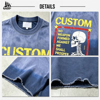 T-shirt graphique personnalisé pour homme, style streetwear, coupe oversize, épaules tombantes, tissu épais, effet délavé vintage