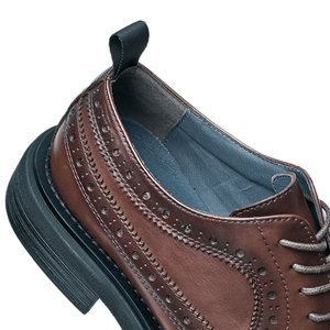 Custom logo Cow Leather Low Cut <b>Block</b> Pattern Brogue Shoe Dress Shoes Derby Shoes for Men - Product Image 4