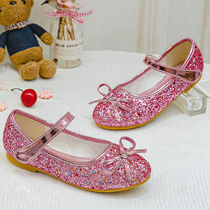 Chaussures de princesse pour filles, chaussures de danse à nœud papillon pour enfants, chaussures en cuir à paillettes, sandales d'été pour filles, CSH1203, printemps-automne - Product Image 4