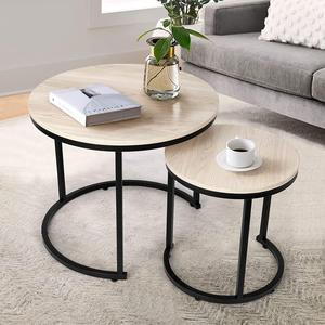 <span class=keywords><strong>Table</strong></span> basse en bois moderne, meuble de salon rond en bois massif - Product Image 5