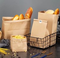 Sac en papier kraft SOS marron/blanc à fond carré personnalisé Sacs d'emballage jetables pour pain français Sac en papier recyclable pour collation et épicerie