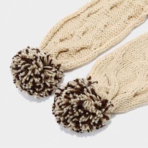 Ensemble 3 pièces tricoté hiver chaud automne-hiver avec pompons, bonnet, moufles et écharpe – Vente en gros - Product Image 5