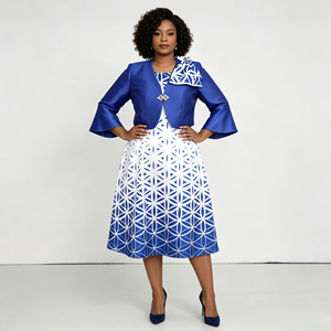 Vestido de Alta Calidad para Mujer, Talla Grande, Estilo Africano, Conjunto de 2 Piezas, Vestido y Abrigo para Mujer, Vestido de Iglesia - Product Image 3