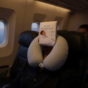 Cuscino da viaggio Ilan in memory foam grigio chiaro, supporto per il collo per aereo, auto, autobus - Product Image 3