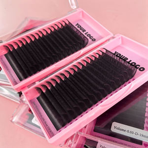Extensiones de Pestañas Coreanas Hechas <span class=keywords><strong>a</strong></span> Mano, PBT, Curvatura J/B/<span class=keywords><strong>C</strong></span>/<span class=keywords><strong>D</strong></span>, 7~15/15-20/20-25mm, Naturales, Largas, Suaves, Libres de Crueldad, Veganas - Product Image 2