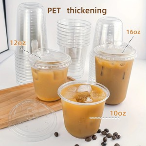 Gobelets en plastique personnalisés en forme de U PET-89mm de 12oz-24oz avec couvercle transparent pour boissons froides, café, jus de citron - Product Image 2