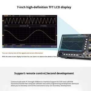 Oscilloscope numérique Owon SDS210 à 2 canaux, plage 100 MHz-200 MHz, 1 GS/s FFT, générateur de signaux 25 MHz 8 bits - Product Image 5