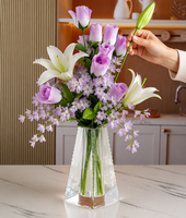 Vase à fleurs en cristal, vase en verre transparent, carré, facetté, K9, pour bureau, banquet, restaurant, centre de table de mariage, décoration de hall d'hôtel