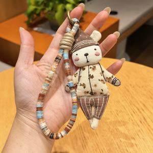 Llaveros de animales con MOQ bajo, muñeco de peluche 3D Vantage con luz, correa para teléfono, accesorios de tela suave para bolso de mujer, llavero de oso - Product Image 6