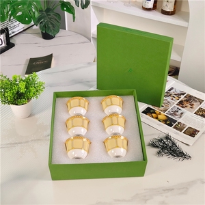 European Style Light Luxury Simple Yellow Bone China 6 Tea <b>Cups</b> Dishwasher Safe with Gift Box for Hotels and Businesses - Product Image 6