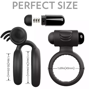Anillo de pene de doble pene para hombres, juguete sexual vibrador de eyaculación magnética de silicona, retardante de placer - Product Image 3