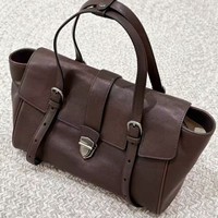 Sac à main décontracté pour femme en cuir véritable haut de gamme, couleur unie, avec fermeture à cadenas, forme carrée, double anse