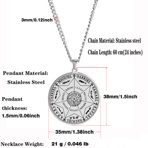七大天使印章 SACHIEL ANAEL <span class=keywords><strong>CASSIEL</strong></span> MIGUEL GABRIEL SAMAEL RAFAEL 饰物 不锈钢吊坠项链 - Product Image 2