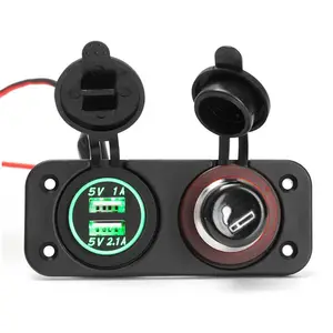 Car Marine Boat Motorcycle Cigarette Lighter Socket Auto DC Socket Power Outlet with Wire Fuse and Waterproof Cover