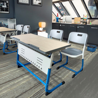 Bureau et chaise ergonomiques à hauteur réglable en MDF à double siège de haute qualité pour étudier-Mobilier scolaire de qualité supérieure