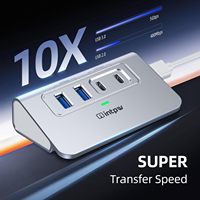 Hub USB 3.2 de Aluminio de 4 Puertos con Velocidad de 10 Gbps, 2 Puertos USB-C/USB-A, Cable de 3.3 pies para PC/Laptop//Más