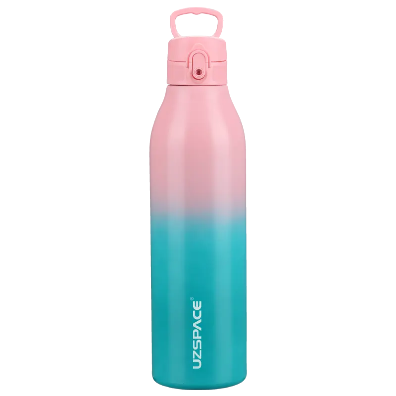 Uzspace 1000ML 32OZ Custom Logo Stainless Steel Water Bottle BPA-Free Fruit Flavor Flavored Direct Drinking for Travel