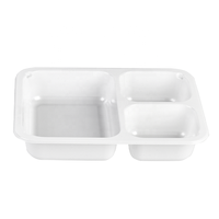 Barquettes alimentaires en plastique CPET personnalisées en usine, noires/blanches, à 3 compartiments, double compartiment, résistantes au four, avec couvercle