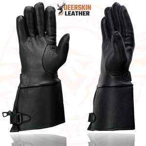 2025 Men's SH857 Black Deerskin Thermal Lined Gauntlet <b>Gloves</b> Leather <b>Gloves</b> & <b>Mittens</b> - Product Image 2