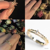 Bague pour femme en cuivre, style japonais, luxe léger, design de niche double couche, rétro, incrustée de zircon, nouveau modèle transfrontalier