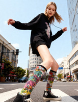 Chaussettes de compression OEM d'été montantes imprimées, motif floral et animalier 360°, pour le fitness et le sport, avec effet amincissant et de compression sur les jambes
