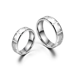<b>Couple</b> <b>Rings</b> Titanium Steel Geometric Design Wedding Band Unisex Fashion Jewelry SA1052 - Product Image 1