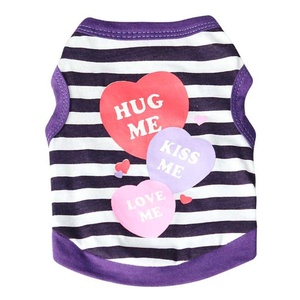 Gilet pour chien en coton doux et écologique à imprimé cœurs rayés mignons, idéal pour petits <span class=keywords><strong>chiens</strong></span> et chats – Vêtement décontracté d'é<span class=keywords><strong>t</strong></span>é pour animaux de compagnie - Product Image 3
