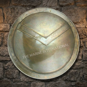 Bouclier de combat en acier de 24 pouces, artisanal, fonctionnel, historique, style médiéval, inspiré du film 300, pour guerrier, avec logo personnalisé - Product Image 3