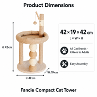 FANCIE Arbre à chat moderne en bois avec tissu bouclé, griffoir en sisal, bol et nid, lit pour chat toutes saisons, design compact multi-niveaux