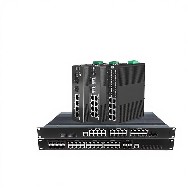 Industry Switch Industrial-grade Ring Network Gigabit 2 Fiber 4/8 Electrical Ports Managed POE Slideway-Mounted  VLAN Support