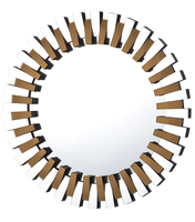 Miroir mural rond en cristal argenté en forme de feuille, style Antique et élégant, décoration pour le soleil, avec cadre en argent