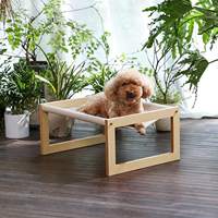 Hamac balançoire parfait pour chat, lit suspendu en bambou respirant et lavable, tissu tissé, support de couchage surélevé pour animaux, lit de repos pour chat et chien