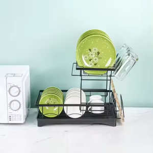 Organizador de Vajilla Multifuncional de 2 Niveles, <span class=keywords><strong>Escurridor</strong></span> de Platos Desmontable con Bandeja de Drenaje - Product Image 2