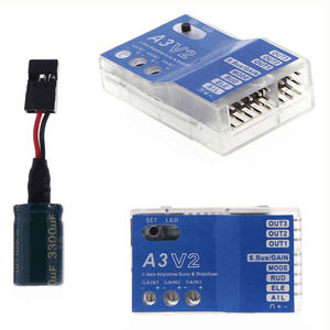 Contrôleur de vol stabilisateur 3 axes Gyro A3 V2 pour avion RC et drone à voilure fixe avec condensateur de puissance - Product Image 2
