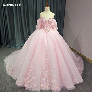 Magnifiques robes de soirée rose pour femmes grandes tailles avec nœud Jancember 6774-1 - Product Image 6