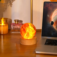Lampe de système solaire LED 3D moderne pour chambre à coucher garçons filles blanc chaud cristal verre planètes boule veilleuse saint valentin noël