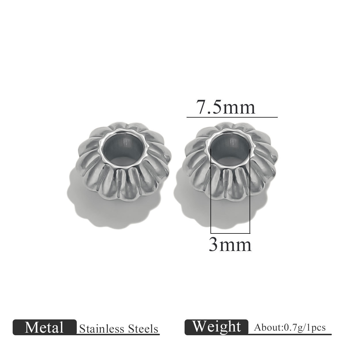 Steel silver beads-7.5mm