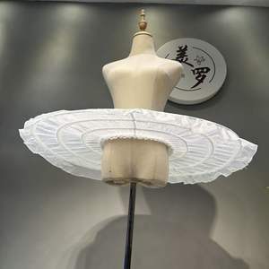 S0695R Ballet plat Performance 3 cercles réglage en arête de poisson raccourci cygne blanc été Cool <span class=keywords><strong>jupon</strong></span> - Product Image 4