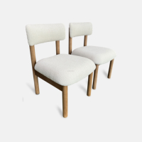 Chaises de salle à manger contemporaines haut de gamme en bois massif de frêne, avec revêtement amovible en velours beige, pour la maison et l'hôtellerie