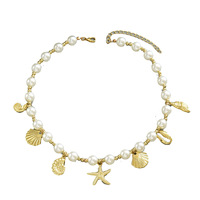 Collier de perles Ocean Wind Lady, pendentif en métal unique en forme d'étoile de mer et de coquillage, accessoire polyvalent